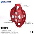 thumbnail image 2 of NewDoar 30 KN CE Certified Large Rescue Pulley Double Sheave with Swing Plate for Outdoor Mountaineering Rock Climbing Rescue(Red 1pcs), 2 of 5