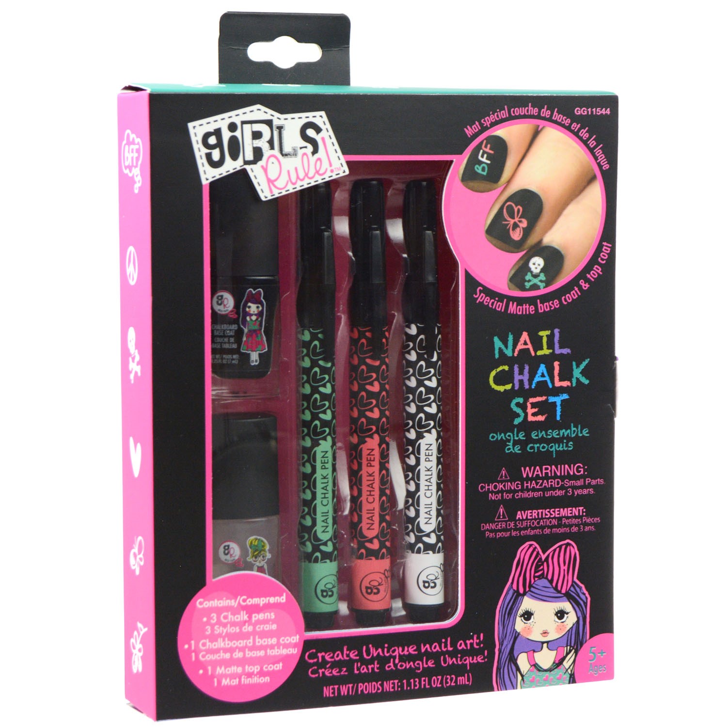 Girls Rule Chalkboard Nail Art 5Piece Set