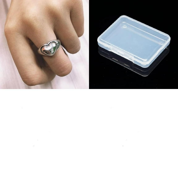 1pc Brass Finger Rings for Women Heart Platinum Inner Diameter: 17mm