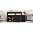 thumbnail image 2 of Full Size Loft Bed Frame with Rolling Portable Desk and Cabinet, Wooden Low Study Bedroom Loft Bed with 3 Storage Drawers, Bookshelf, Ladder and Safety Guardrails, Not Included Mattress, Espresso, 2 of 7