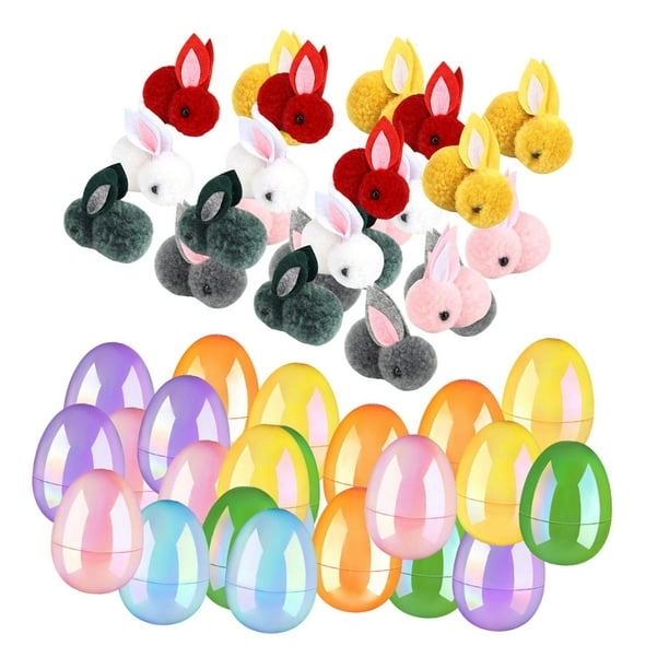 Huevos de Pascua coloridos con juguetes de peluche Conejito de Pascua Premio para el aula Huevos de Pascua 24 huevos