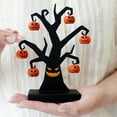 thumbnail image 5 of Halloween Tabletop Tree with Hanging Pumpkin Ornaments, Spooky Black Decorative Centerpiece for Home, Office, Party, 14 Inches, 5 of 5