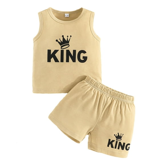 Edvintorg 3-24M Boys Summer Sets Clothing New Boys Baby Letters Printed Sleeveless Top Shorts Set Loungewear Two-Piece Boys Outfit Set