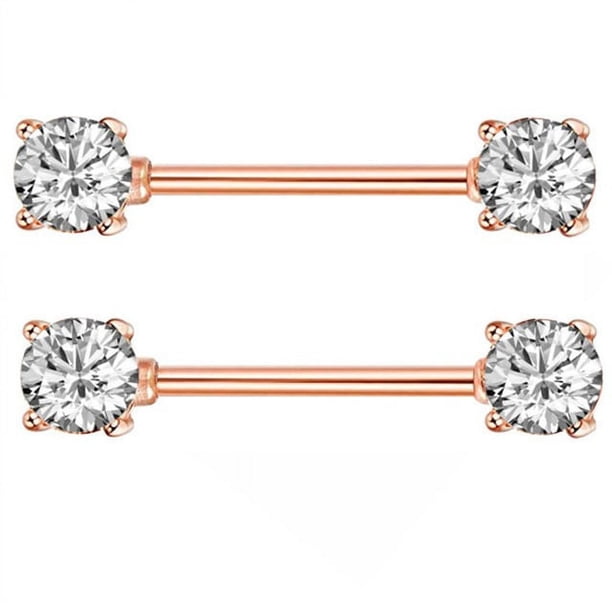 14G 5 Pares Anillos para Pezones Anillo para Lengua Acero Quirúrgico Pezones Retenedor Piercing Mujeres Plata Barras Rectas