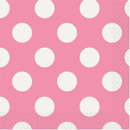 Perfect Polka Dot - Polka Dot Paper Beverage Napkins, Pink, 16ct