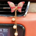 thumbnail image 4 of Juego de fragancias con Clip para decoración de aromaterapia, salida de aire para coche, borla de mariposa con diamantes de imitación, mariposa colorida, 2 uds., 4 of 5
