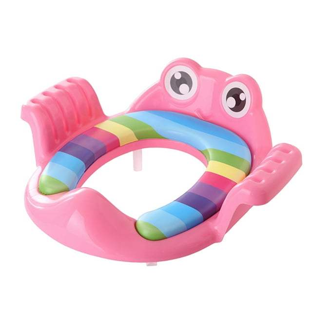 Patrón de rana Asiento de entrenamiento para inodoro para niños pequeños Asiento suave para orinal para bebé Anillo de entrenador para inodoro para niños (Rosa)