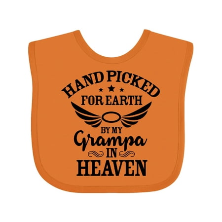 

Inktastic Handpicked for Earth by My Grampa in Heaven with Angel Wings Gift Baby Boy or Baby Girl Bib