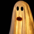 thumbnail image 6 of Cadancy Halloween Decorations Light Up Furry Ghost with Pumpkin Standing Spooky LED Figurine Indoor Outdoor Front Door Porch Yard Table Centerpiece Holiday Party Ornament Home Decor, 6 of 7