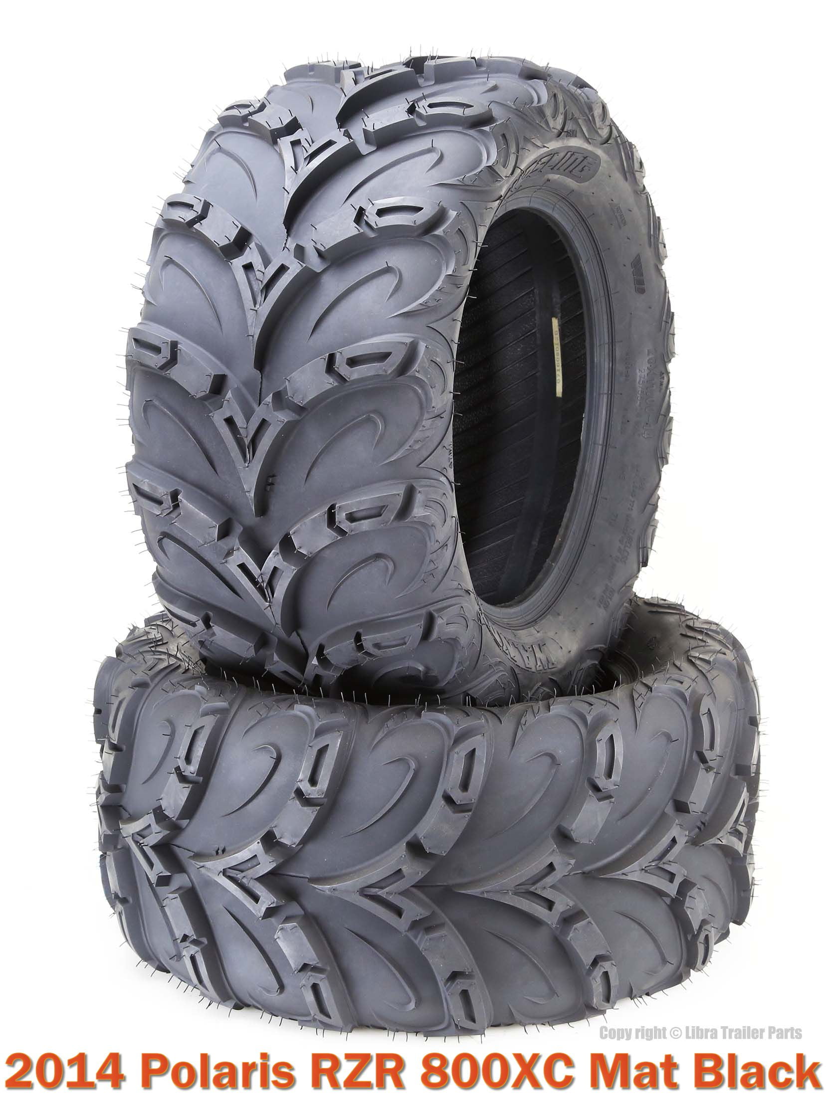 26x11-14 Rear ATV Tire Set for 2014 Polaris RZR 800XC Mat Black ...