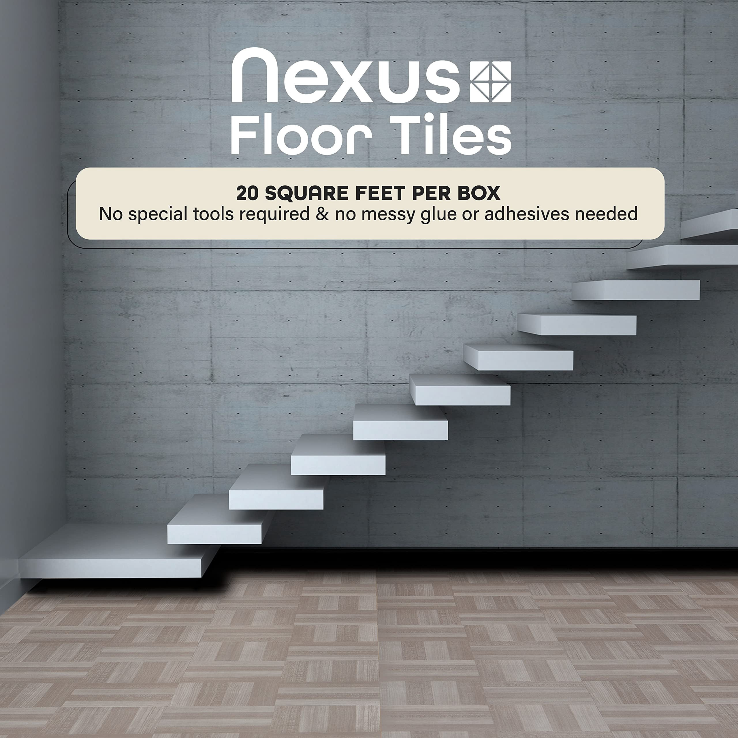 Nexus Self Adhesive 12-inch Vinyl Floor Tiles  20 - 12" X Ash Grey Wood Pattern Peel & Stick Diy Flooring For Kitchen Dining Room Bedrooms Bathrooms By Home Decor