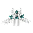 thumbnail image 2 of WRISTBIQUE Hair Comb Pin Rhinestone Green Weddings 1Pcs 4.3x2.6in, 2 of 10