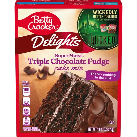 Pack Of 3 Betty Crocker Super Moist Triple Chocolate Fudge Cake Mix, 13.25 oz (Package May Vary)