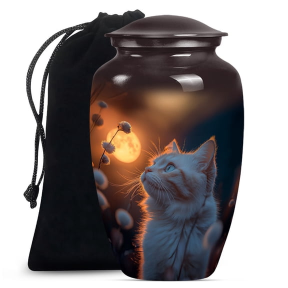Cat Urn, Large Cremation Urn Human Ashes, Burial Urns for Humans, Memorial Urns for Human Ashes, Large Urns for Human Ashes, Unique Urns for Ashes (Size - 10inch)