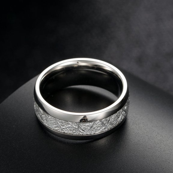 Mens Titanium Steel Ring Geometric Design 8mm Wide Durable Modern Fashion Jewelry For Everyday Wear Accessory