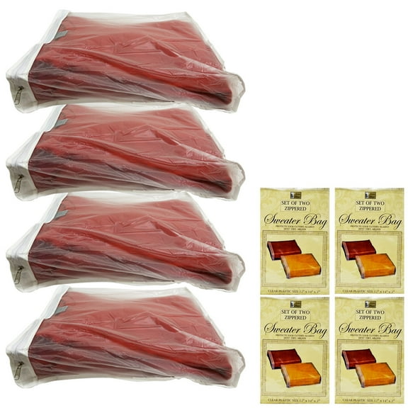 4 Pc Sweater Storage Garment Bag Clear 14" Fur Jacket Clothes Cover Dust Travel