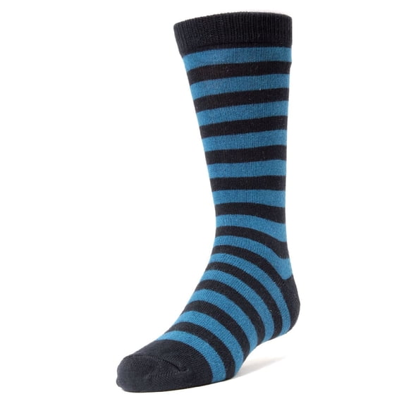 MeMoi Two Color Striped Cotton Blend Dress Socks - Boys - Male, 10-12, Navy