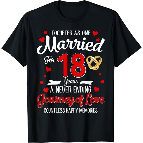 18th Wedding Anniversary 18-Year Married Couple Matching T-Shirt