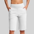 thumbnail image 2 of Women's High Waisted Yoga Shorts with Pockets 2026 Summer Casual Knee Length Comfy Breathable Workout Running Athletic Beach Shorts, 2 of 6