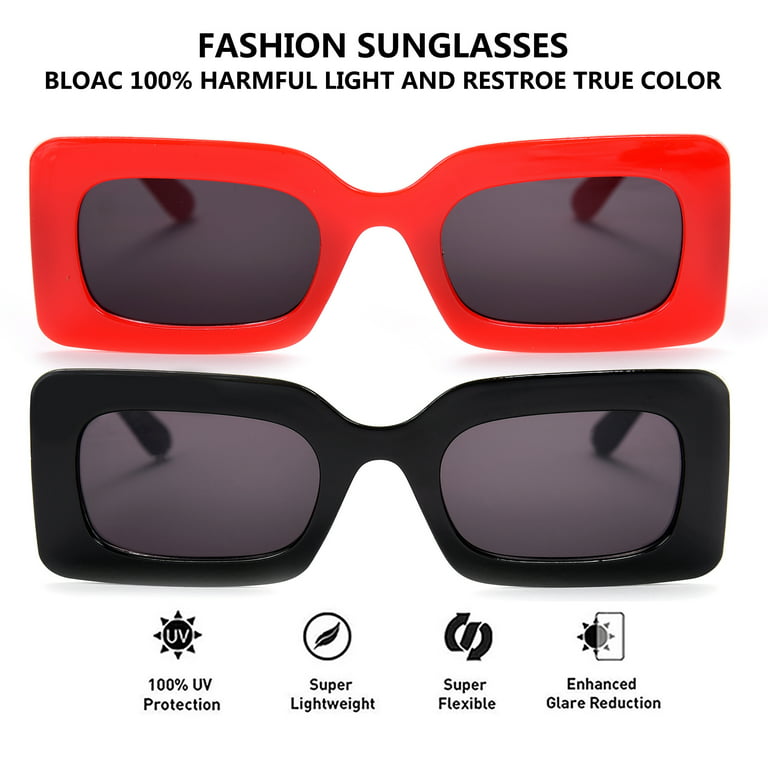 Colorful Rectangle Sunglasses for Women Men Square Party Sunglasses Bulk  Chunky Y2K Glasses,10 Pack