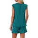 thumbnail image 3 of INSPIRAR CHIC Conjuntos de Pijamas de Dos Piezas para Mujeres con Mangas de Volantes y Pantalones Cortos XL Verde Oscuro, 3 of 5