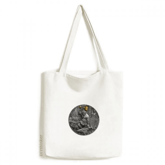 Circular Sculpture Myth Legend Deity Tote Canvas Bag Shopping Satchel Casual Handbag