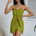 thumbnail image 2 of Weiqiqre Two Piece Sets for Women Two Piece Outfits Asymmetrical Strapless Tube Top and Elastic Waist Shorts Set, 2 of 8