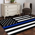 thumbnail image 3 of Blue American Flag Area Rug 4x6 FT, Non Slip Kids Room Carpet, Black White Striped US Flag Stars Washable Soft Floor Carpet Non-Shedding Throw Rug for Dorm Kitchen Study Room Home Office Bedside, 3 of 9