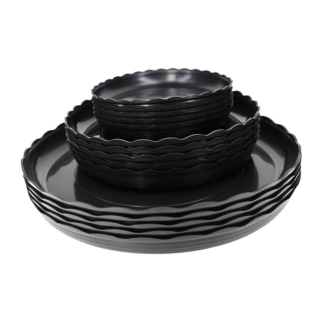 Almencla 15 Pcs Plateaux Ronds pour Plantes Soucoupes pour Cour Intérieure Extérieure Noir