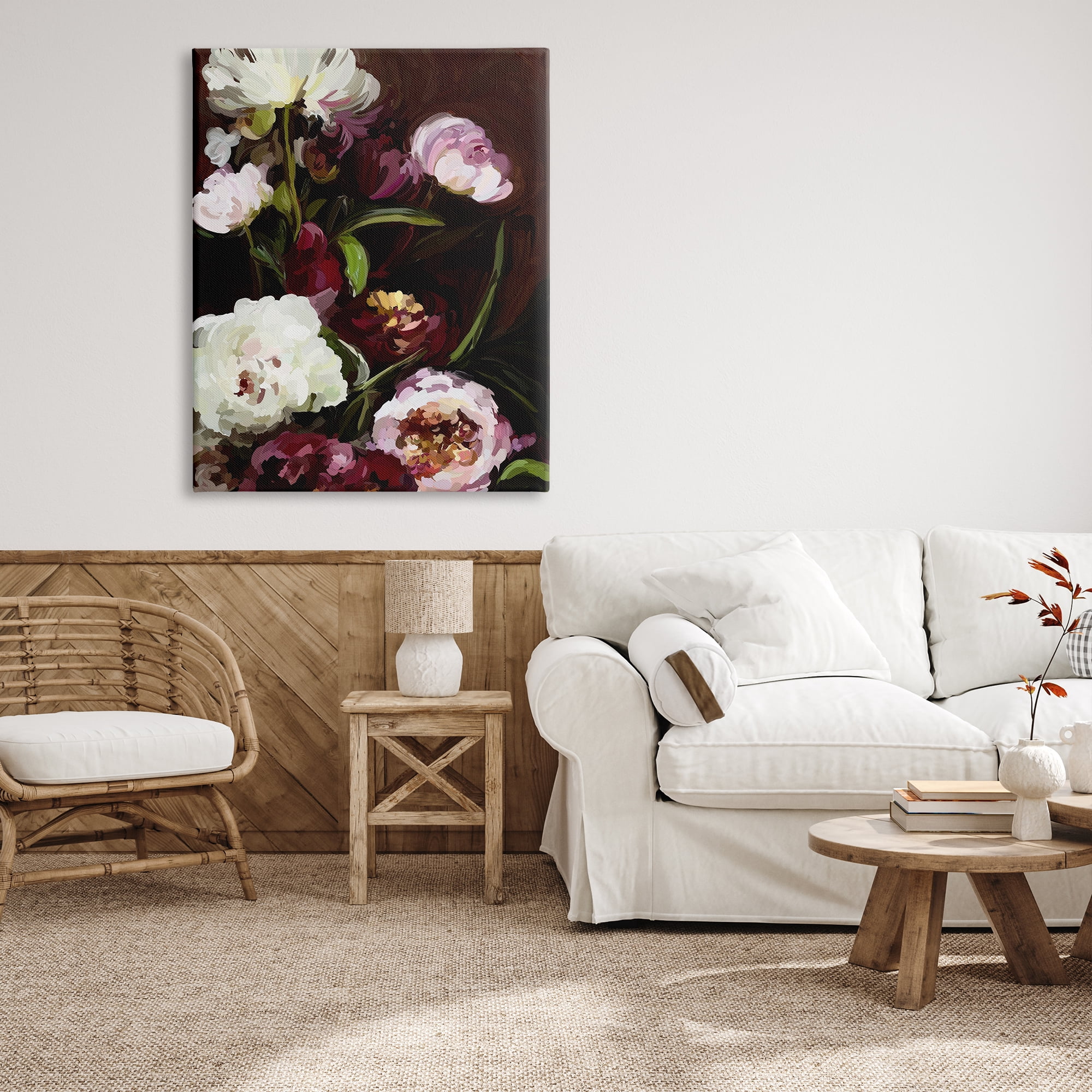 Stupell Industries Modern Roses & Peonies Botanical & Floral Painting Gallery Wrapped Canvas Print Wall Art, 36 x 48