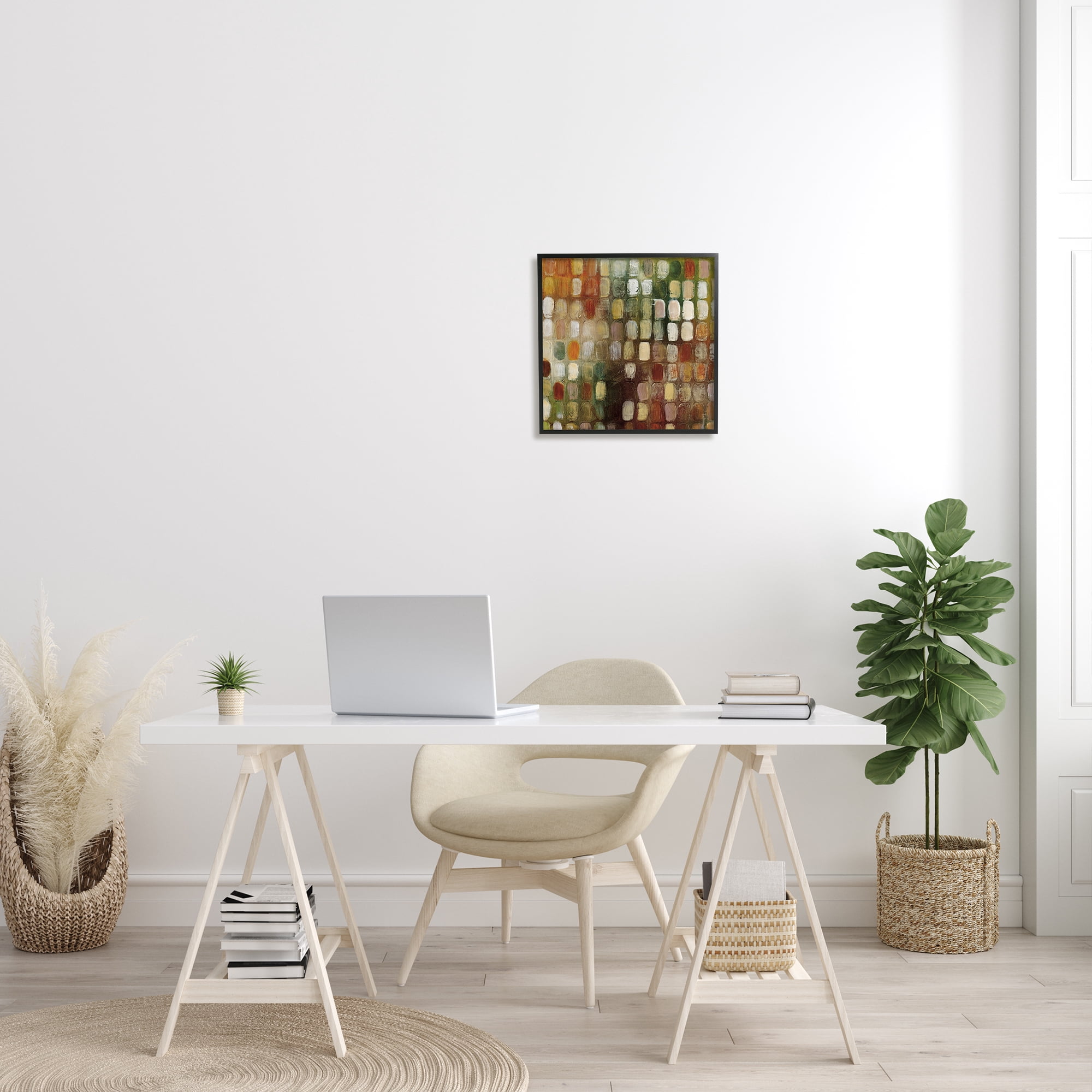 Painted Earth Tone Oval Abstract Pattern Abstract Framed Art Print Wall Art, 17x17