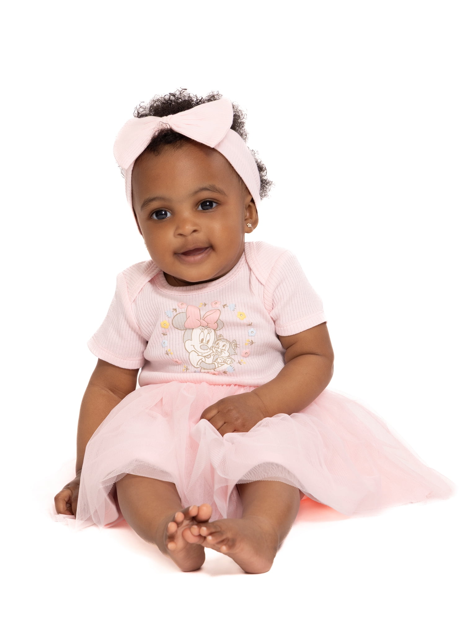 Disney Baby Wishes + Dreams Character Infant Baby Dress and Bow Headband Set, 2-Piece, Sizes Newborn-12 Months