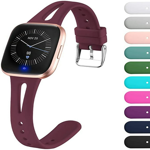 Waterproof watch band smart watch wristband silicone replacement for Fitbit Versa2/versa Lite/versa burgundy Large,Wine Red