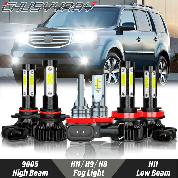 For Honda Pilot 2006-2018 LED Front Headlight High Low Beam Fog Light Bulbs Upgrade Kit 6000K White 6x