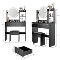 thumbnail image 2 of Leumius Makeup Vanity Desk with Mirror and Lights,Dressing Table with 2 Drawers,3 Color Lighting Brightness,Multi-layer High Capacity Storage Makeup Table for Bedroom,Black, 2 of 8
