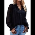 thumbnail image 3 of Blusa Informal de Verano para Mujer, con Lunares Suizos, Cuello en V, Larga, Holgada y Elegante, Ideal para Oficina. Negro M, 3 of 10
