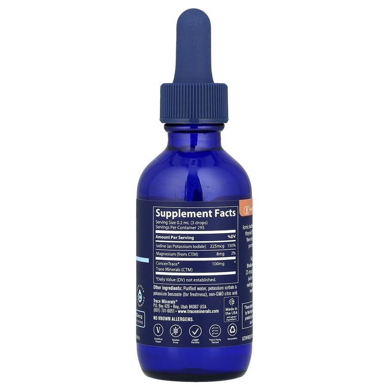 MINERAL IODINE DRINK 2L原液 ミネラル コロイドヨード水 Trace Minerals Ionic Iodine 225 mcg - Liquid Supplement for