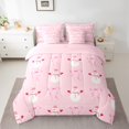thumbnail image 2 of Homewish Kawaii Winter Snowman Twin Bedding Sets 7-Piece, Girly Pink Bowknot Bedding Comforter Set, Cartoon Christmas Theme Reversible Sheet Sets, Breathable Home Decor, 2 of 7