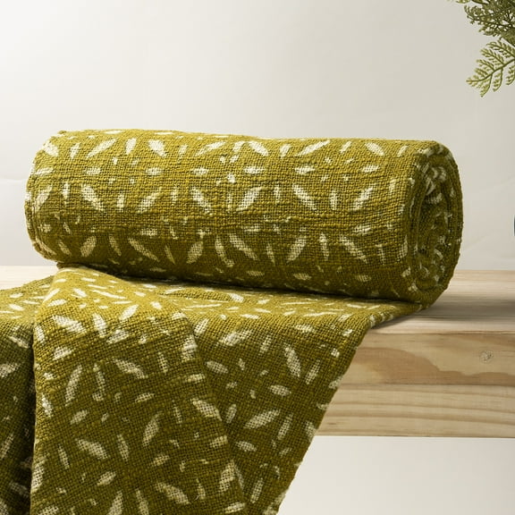 DMAASA 100% Block Print Green Olive Sofa Throw Blanket for Couch All Seasons