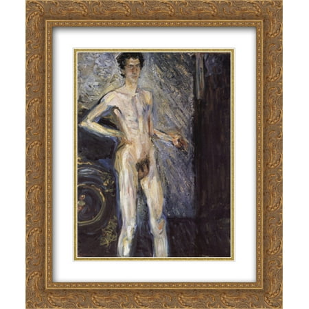 Richard Gerstl 2x Matted 20x24 Gold Ornate Framed Art Print 'Self Portrait (Nude in a full