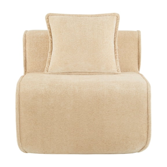 Armless Sofa Velvet-Light Camel