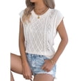 thumbnail image 3 of Women Round Neck Sweater Vest Sleeveless Summer Casual Shirts Knit Tank Top Color L, 3 of 9