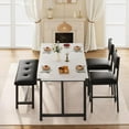 thumbnail image 2 of Dining Table Set for 4, Kitchen Table with 2 Upholstered Chairs and Bench, Wood Kitchen Dining Room Set, for Small Space, Apartment, Home, Kitchen, Marble White, 2 of 7