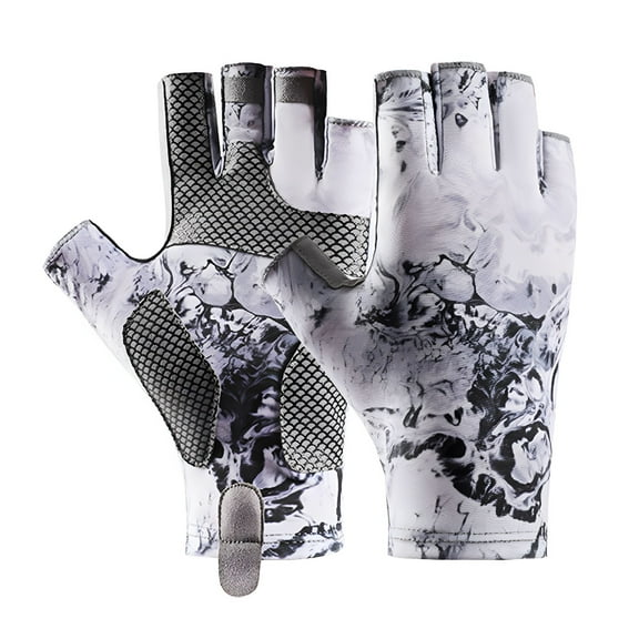 TELOLY 1Pair Breathable Fishing Gloves UPF50  Sun Gloves UV Fingerless Gloves for Men Women Outdoor Canoeing Hunting