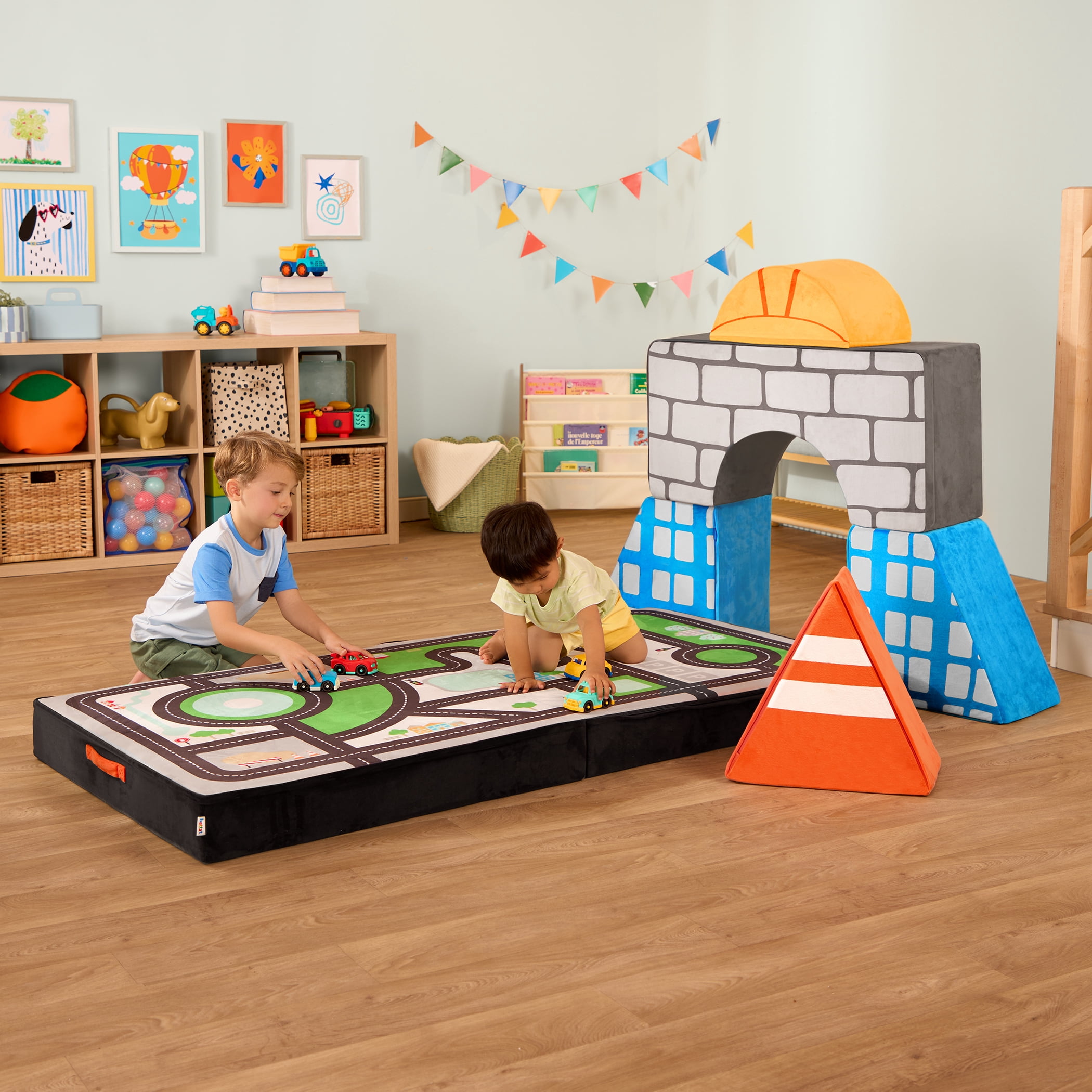 Battat Cloud Castle Build City Foam Fort Building 6 Piece Set Indoor Soft Climbing Blocks for 12 Months +