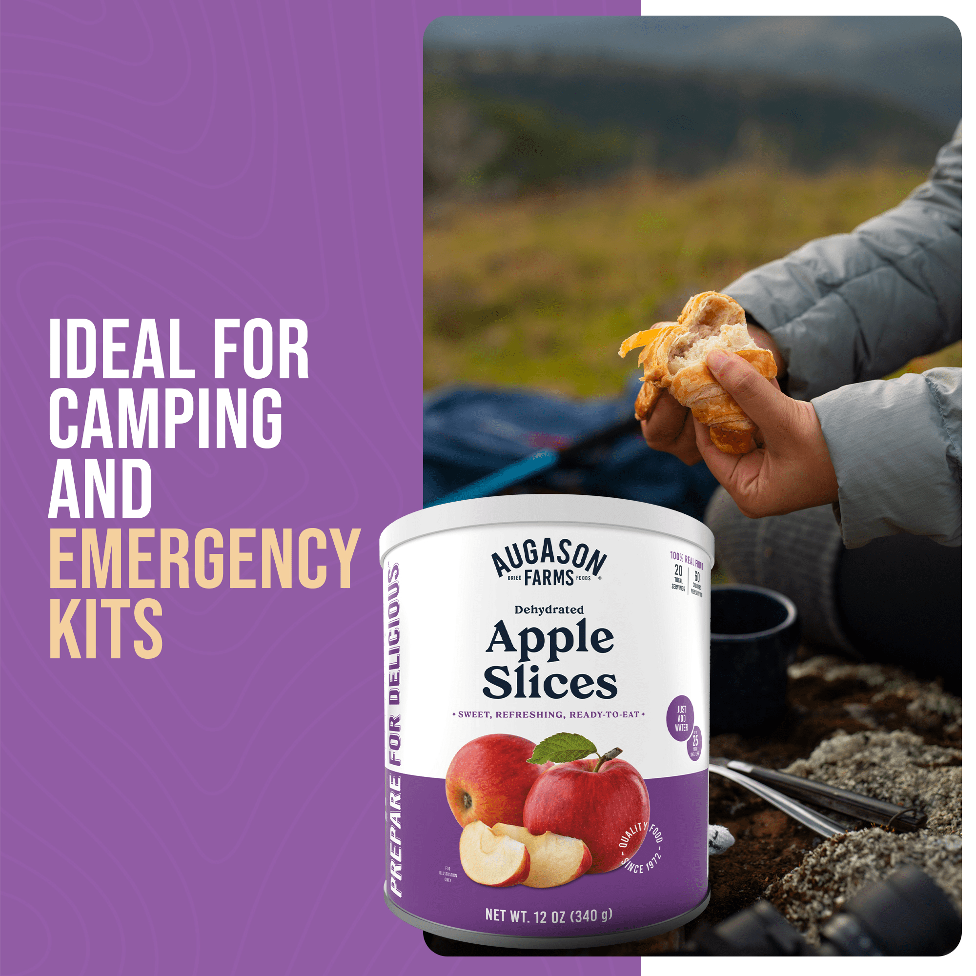 Augason Farms Dehydrated Apple Slices Can - Gluten Free Survival Food with Long Shelf Life - Dehydrated Emergency Food Supply for Camping, Prep & Everyday Meals - 20 Servings