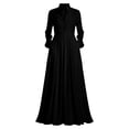 thumbnail image 7 of Miqool Women's Casual Maxi Dress Puff Long Sleeve Stand Collar Button Front Flowy Loose Fit Long Dress with Pockets, 7 of 7