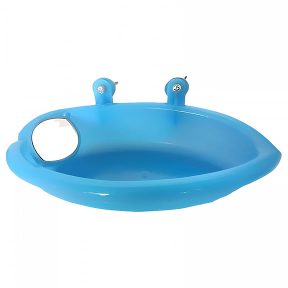 ACDANC Bird Bath Tub Bowl Basin Hanging Birdbath Toy Pet Parrot Budgie Parakeet Cockatiel Cage Water Shower Food Feeder with Mirror Pet Supplies