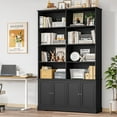 thumbnail image 3 of Homfa 73'' Bookcase and Bookshelves with Doors, Double Wide Wood Display Bookshelves for Living Room Home Office, Black, 3 of 8