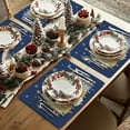 thumbnail image 5 of mubwai Christmas Placemats 12x18 Inch Set of 4, Xmas Trees Snowflakes Winter Seasonal Holiday Farmhouse Kitchen Dining Table Decoration for Indoor Outdoor Dinner Party Décor (Blue) GP126-18, 5 of 7